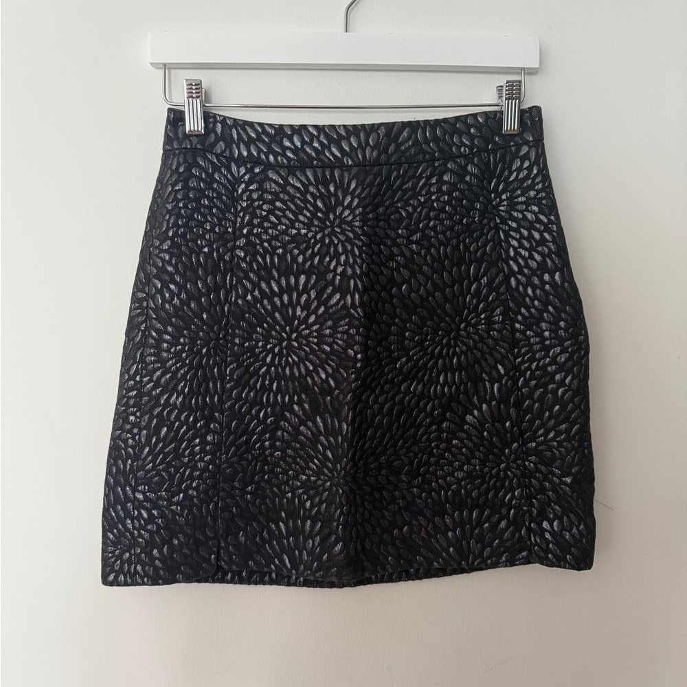 LOFT Black Textured A-Line Skirt - Picture 7 of 8